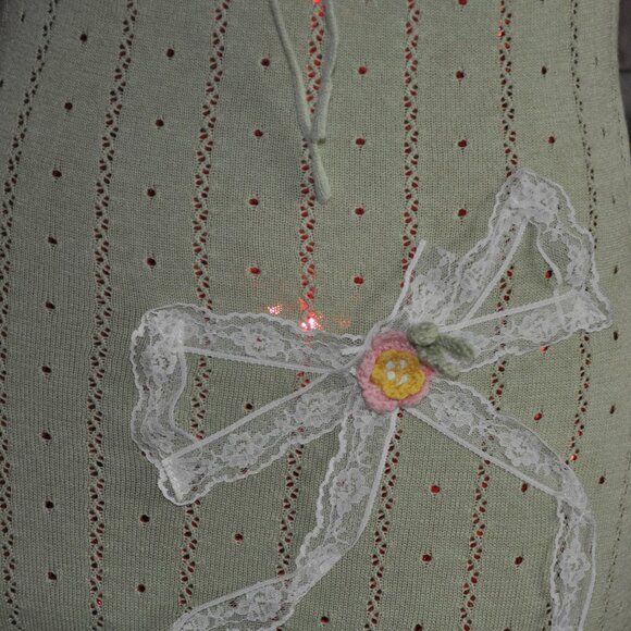 Romantic Lacemade Honeygreen Manor Knit Dress Crocheted Flowers S - Picture 8 of 14